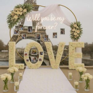 Flower LOVE Decoration with gold Heart Arch