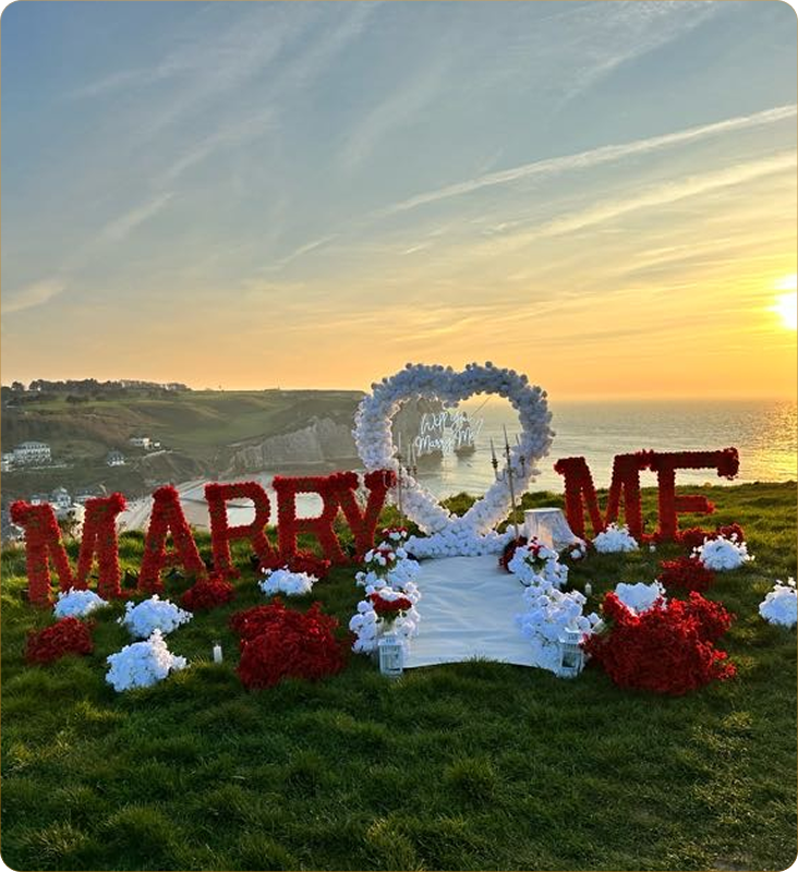 Large Luminous “Marry Me” Letters