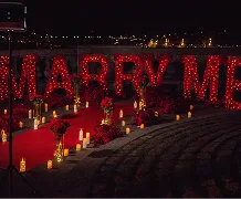 Large Luminous “Marry Me” Letters